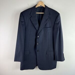 Hickey Freeman Loro Piana Tasmanian Blazer Mens 44 Navy Wool Sport Coat Jacket